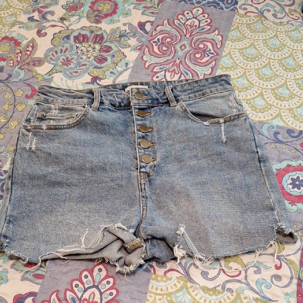 🔥🔥CLEARANCE🔥🔥 Gianni Bini Blue Jean Shorts Distressed Raw Hem. Size 13